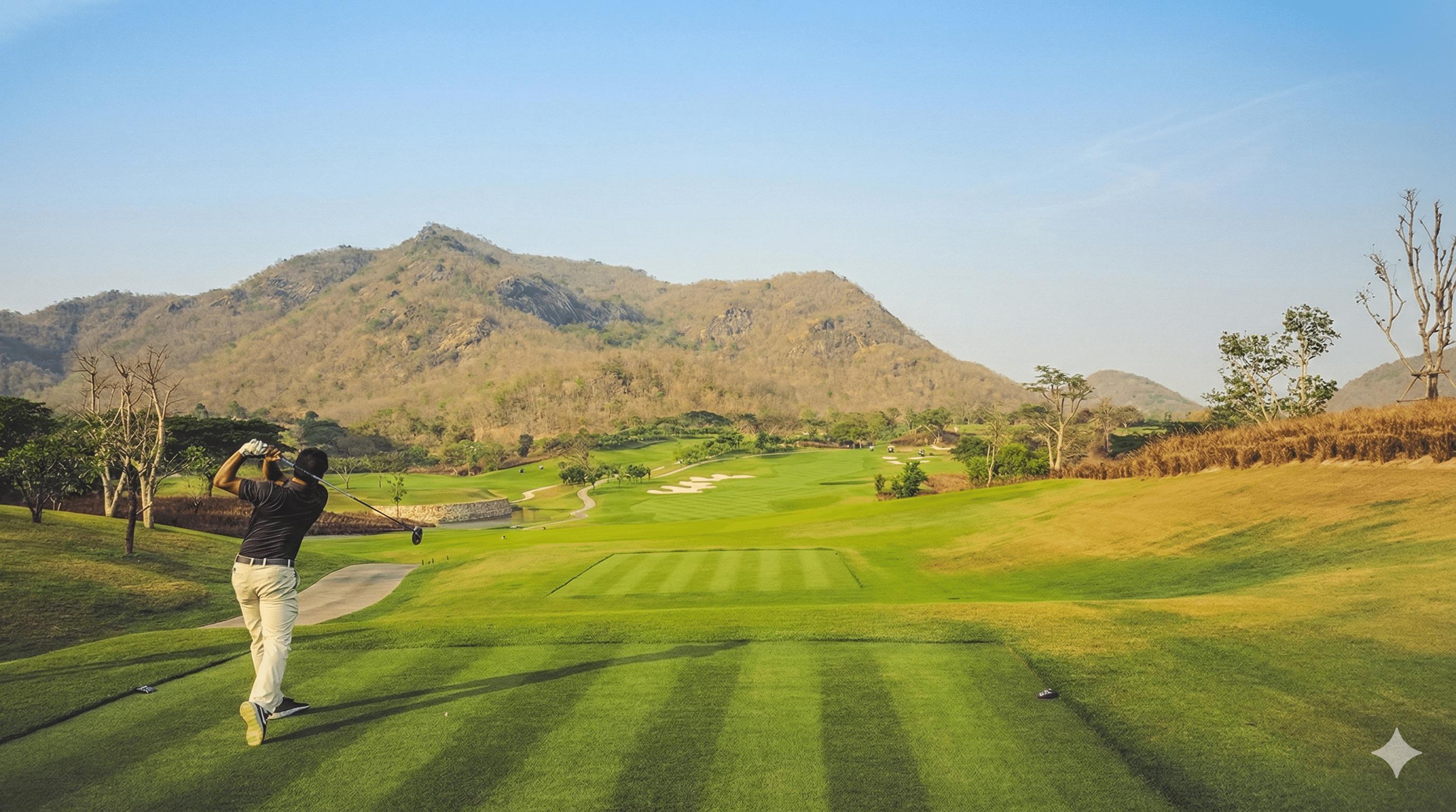Black Mountain Golf Club signature island green, hole 4, Hua Hin Thailand