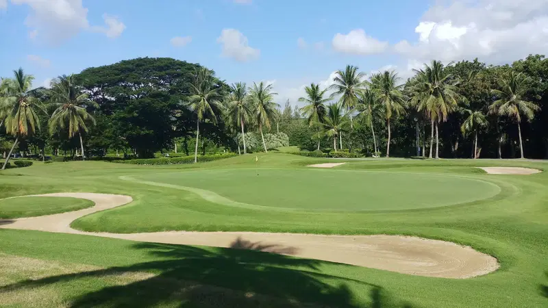 Palm Hills Golf Club bunker and green, Hua Hin Thailand